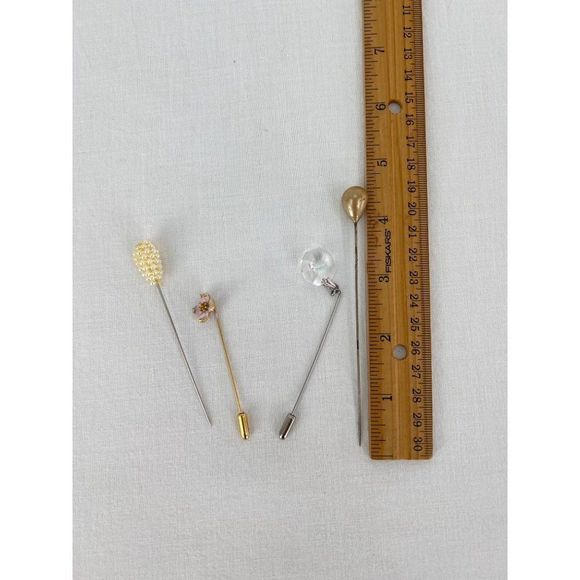 Vintage Pearl Flower Dangle Hat Lapel Pin Lot 4 - Picture 2 of 6